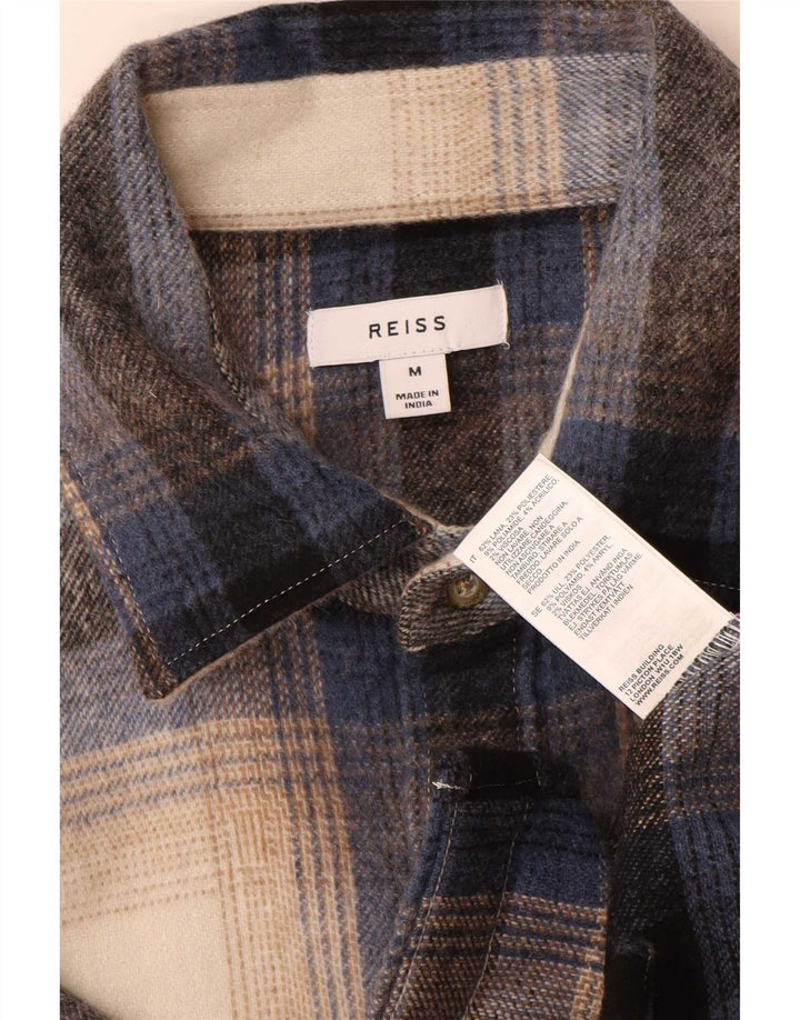 Reiss Mens Flannel Shirt Medium Multicoloured Plaid Wool