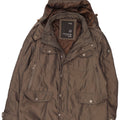 WPM Mens Hooded Parka Jacket UK 44 2XL Brown Polyester