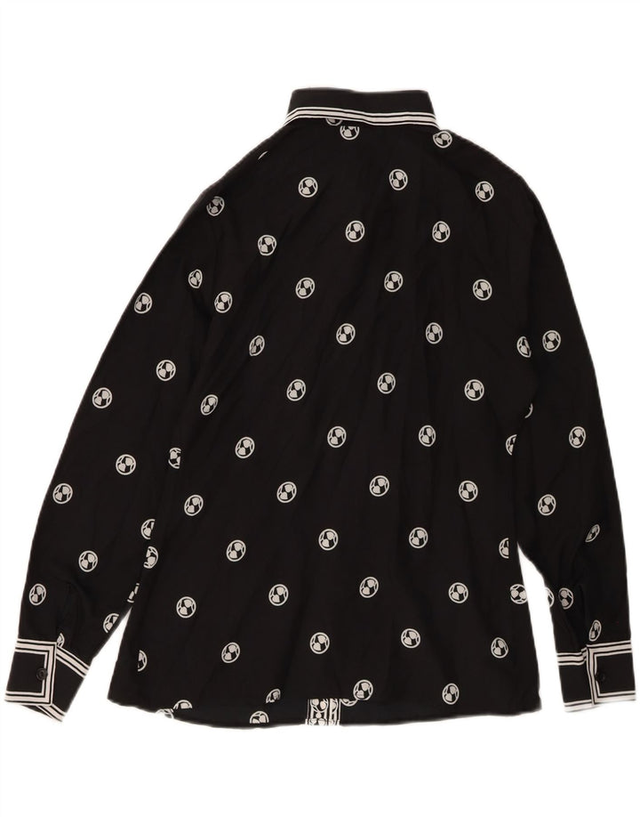 Vintage Womens Shirt Blouse EU 42 Large Black Geometric Polyester