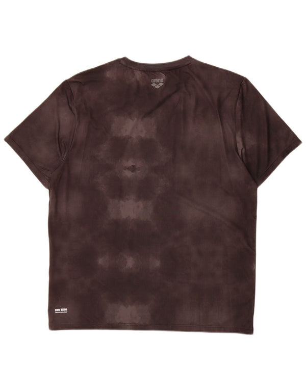Arena Mens Graphic T-Shirt Top Large Grey Tie Dye Polyester