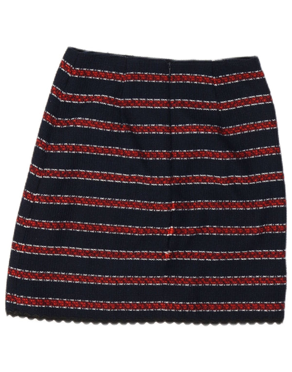 WAREHOUSE Womens Mini Skirt UK 8 Small W26  Navy Blue Striped Polyester