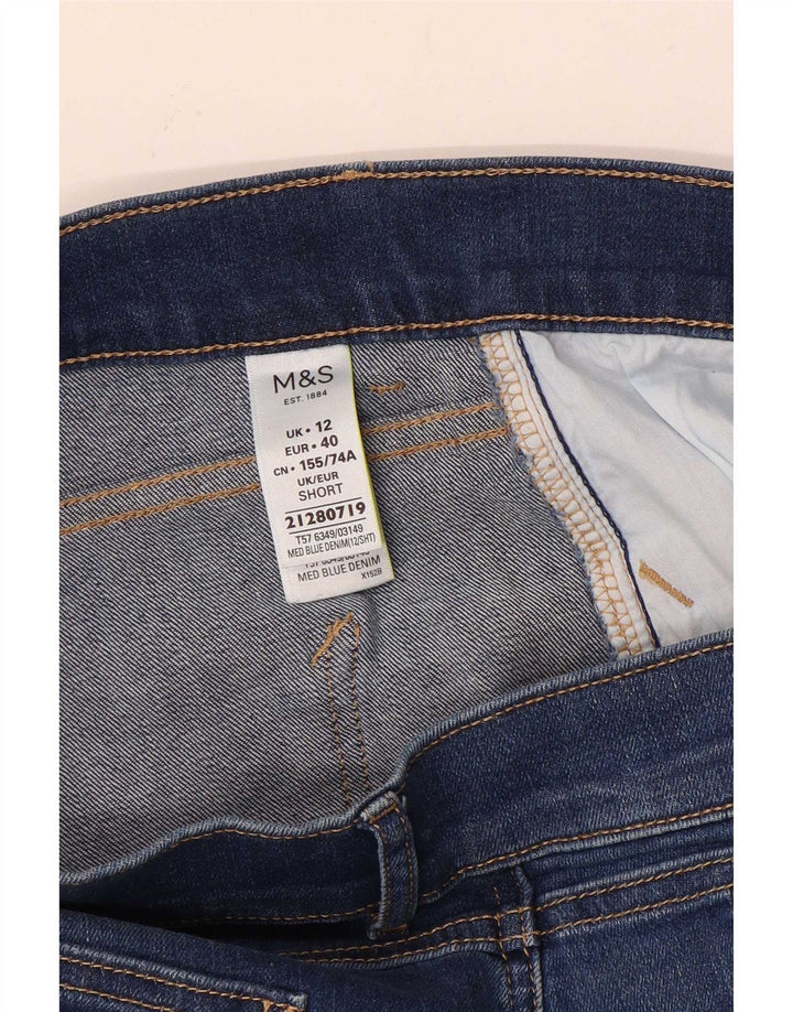 Marks & Spencer Womens Slim Bootcut Jeans UK 12 Medium W30 L28 Blue Cotton