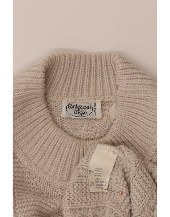 Confezioni Di Lusso Mens Turtle Neck Jumper Sweater Medium Beige Wool