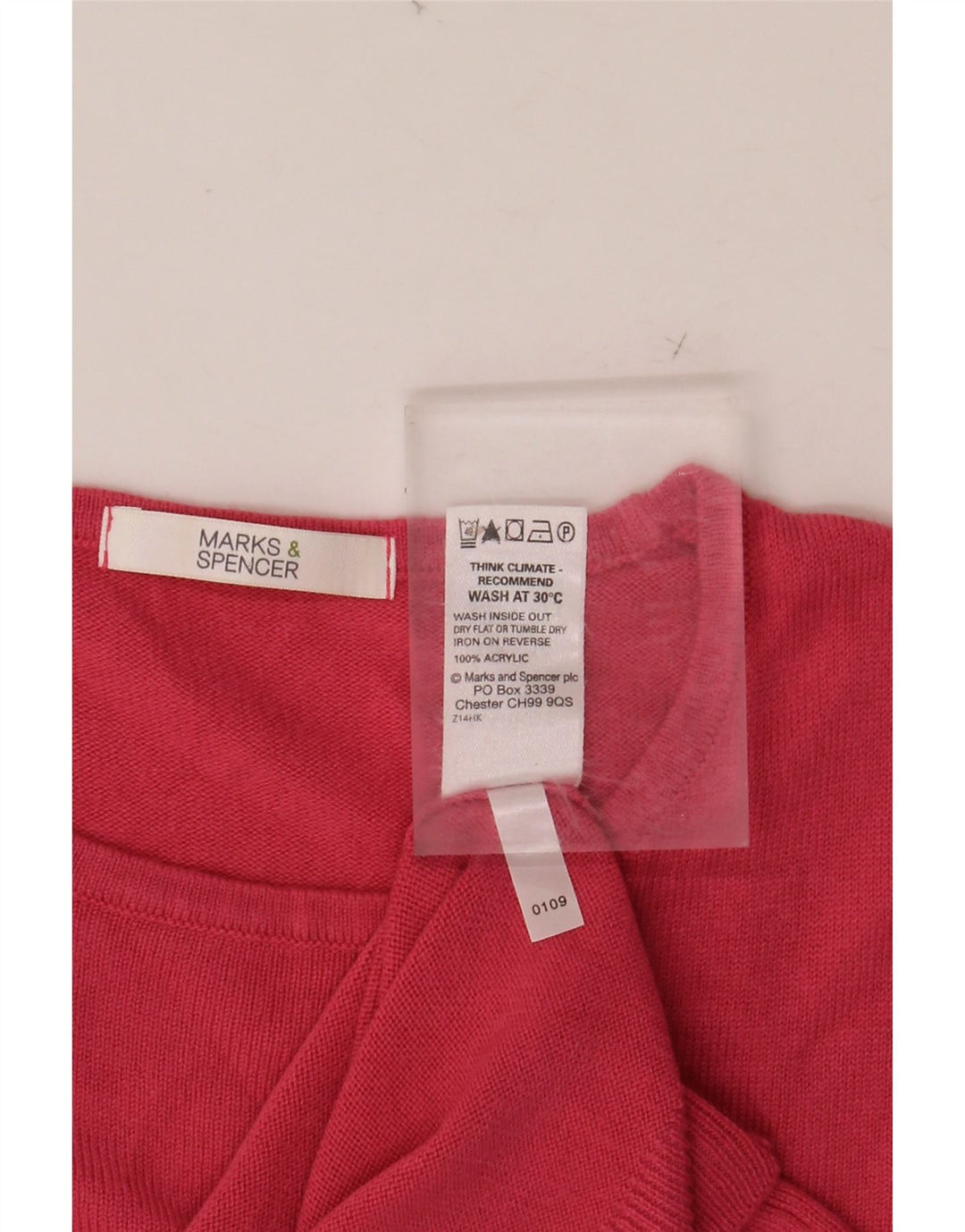 MARKS & SPENCER Womens Crop Crew Neck Jumper Sweater UK 10 Small Pink