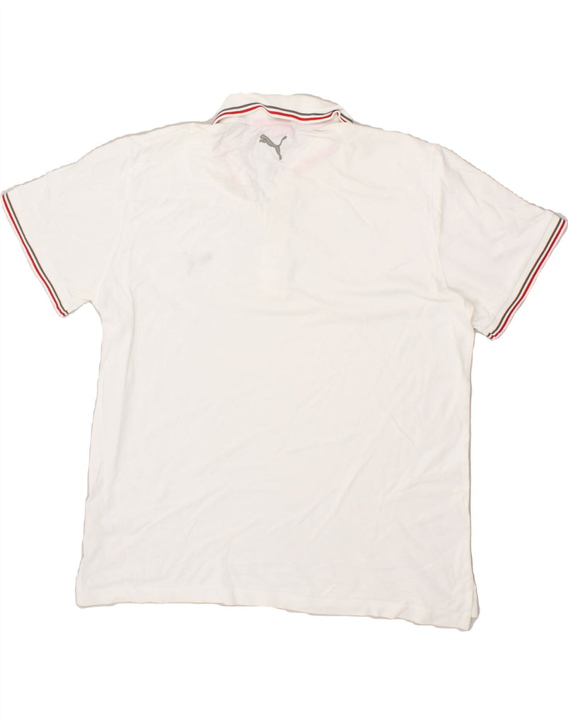 PUMA Mens Polo Shirt Large White | Vintage Puma | Thrift | Second-Hand Puma | Used Clothing | Messina Hembry 