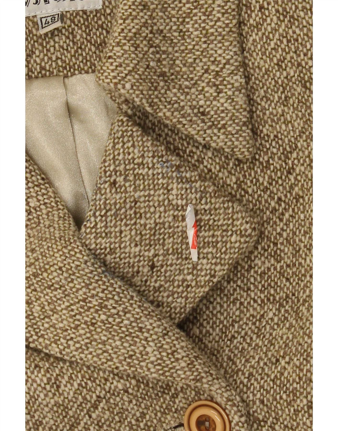 Vintage Womens Double Breasted Coat IT 48 XL Khaki Flecked Wool