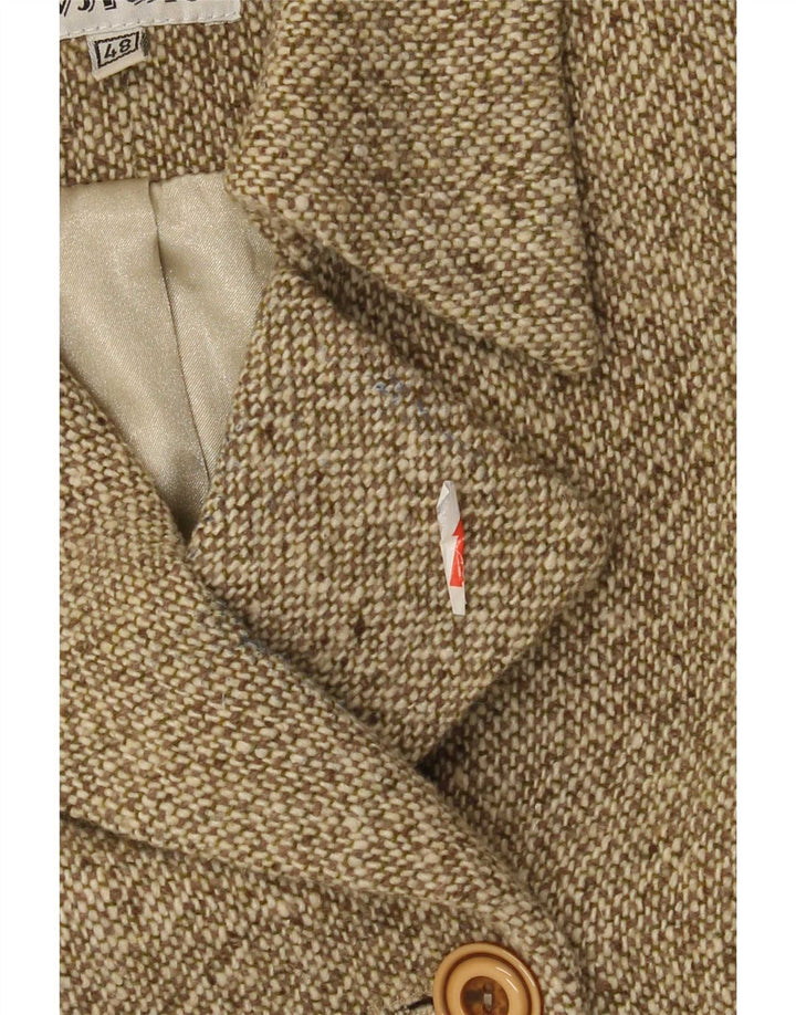 Vintage Womens Double Breasted Coat IT 48 XL Khaki Flecked Wool