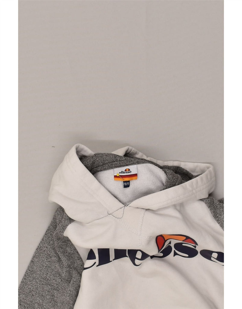 ELLESSE Boys Graphic Hoodie Jumper 10-11 Years White Colourblock Cotton | Vintage Ellesse | Thrift | Second-Hand Ellesse | Used Clothing | Messina Hembry 