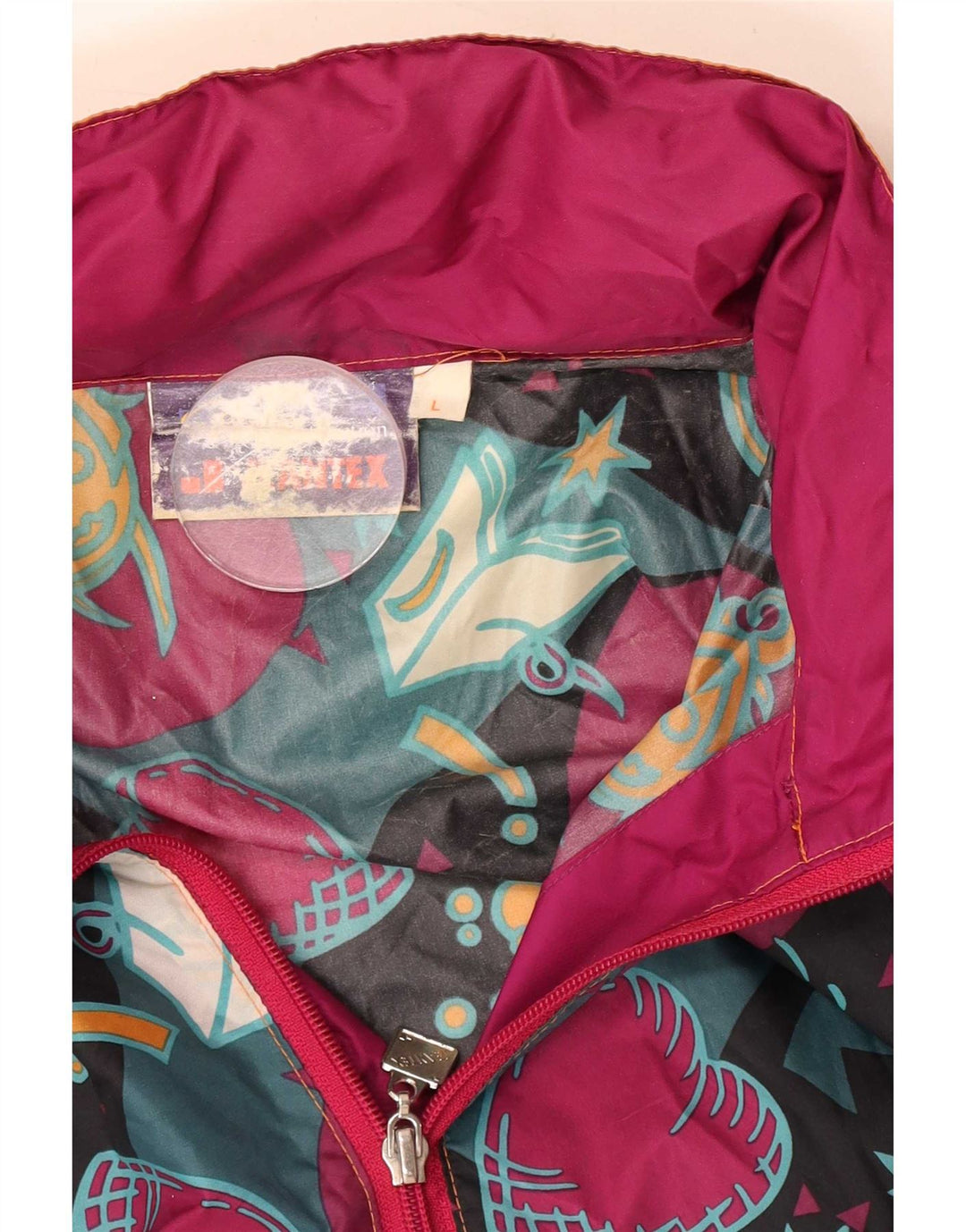 J Jeantex Mens Hooded Raincoat UK 40 Large Multicoloured Geometric
