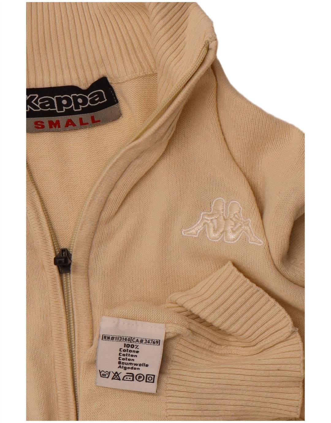 KAPPA Mens Cardigan Sweater Small Beige Cotton