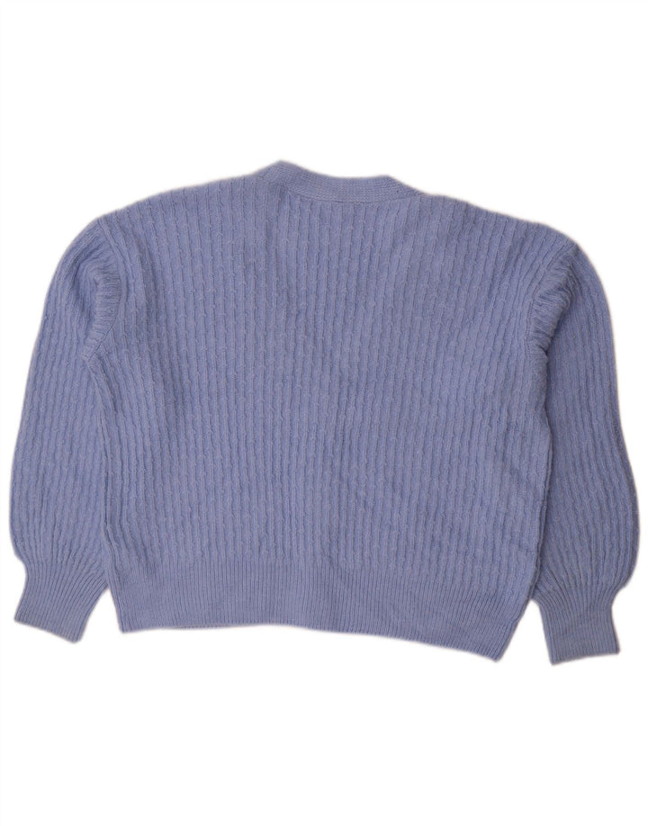 Marks & Spencer Womens Crop Oversized Cardigan Sweater UK 14 Medium Blue