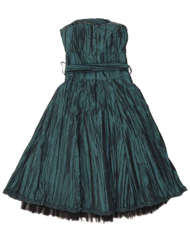Bay Womens Strapless Dress UK 10 Small Green Nylon