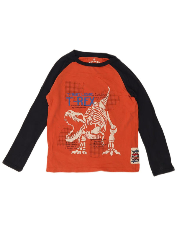 Fat Face Boys Graphic Top Long Sleeve 8-9 Years Orange Colourblock Cartoon