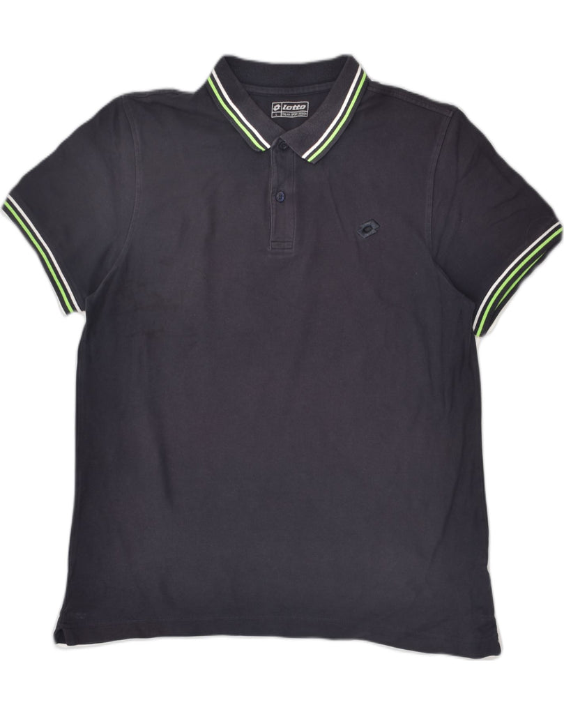 LOTTO Mens Polo Shirt Large Navy Blue Cotton | Vintage Lotto | Thrift | Second-Hand Lotto | Used Clothing | Messina Hembry 