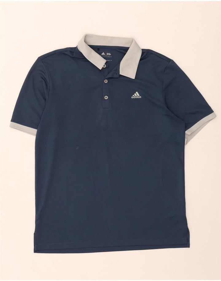 ADIDAS Mens Rugby Polo Shirt Medium Navy Blue Polyester