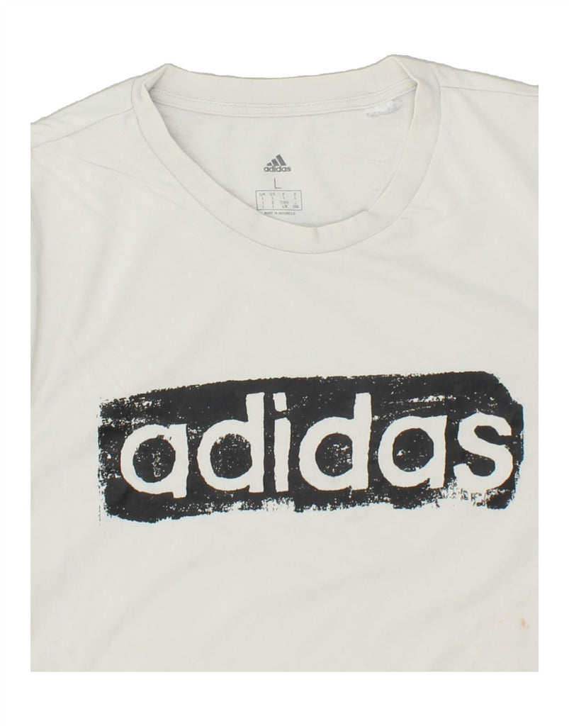 ADIDAS Mens Graphic T-Shirt Top Large White Cotton | Vintage Adidas | Thrift | Second-Hand Adidas | Used Clothing | Messina Hembry 