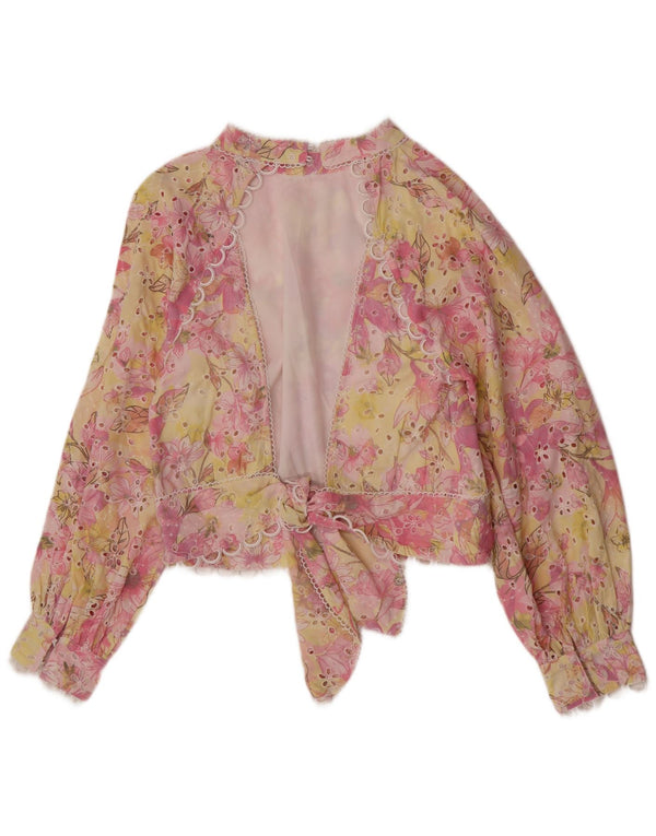 Vintage Womens Long Sleeve Blouse Top UK 12 Medium Multicoloured Floral
