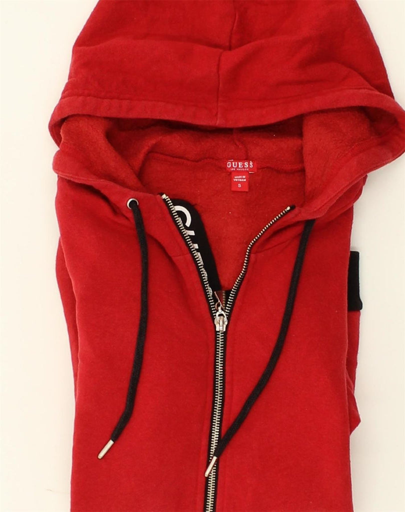 GUESS Womens Zip Hoodie Sweater UK 10 Small Red Cotton | Vintage Guess | Thrift | Second-Hand Guess | Used Clothing | Messina Hembry 