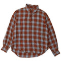 Lands End Womens Flannel Shirt US 12 Large Brown Check Cotton
