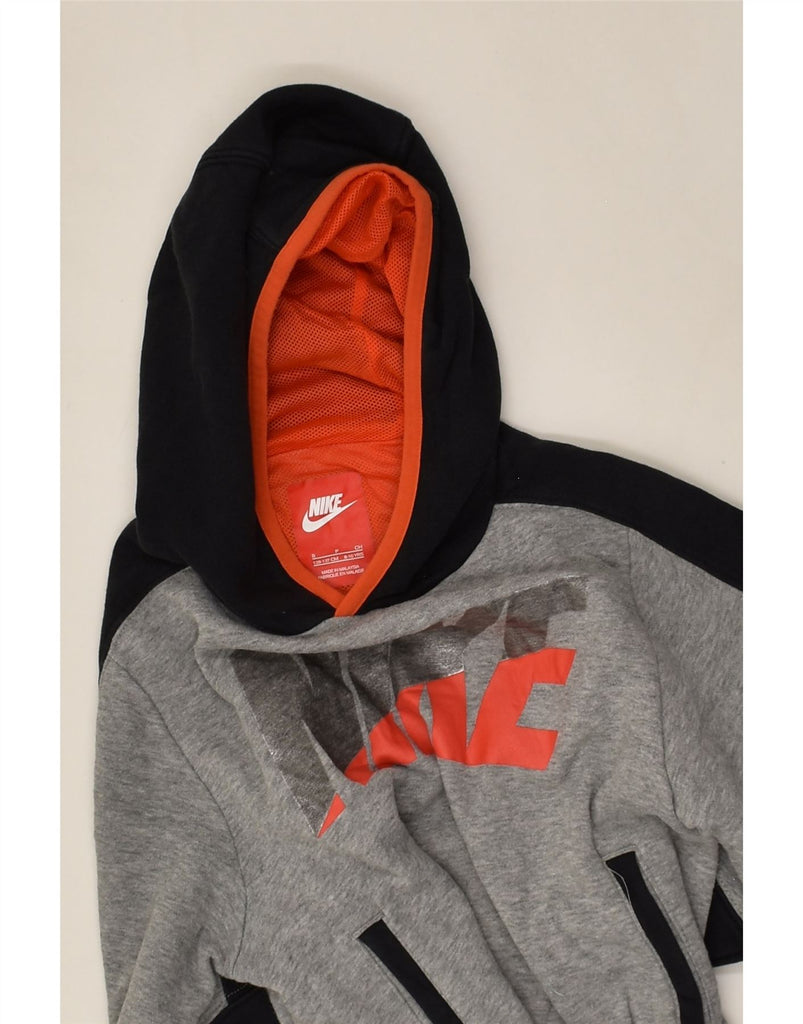 NIKE Boys Graphic Hoodie Jumper 8-9 Years Small Grey Cotton | Vintage Nike | Thrift | Second-Hand Nike | Used Clothing | Messina Hembry 