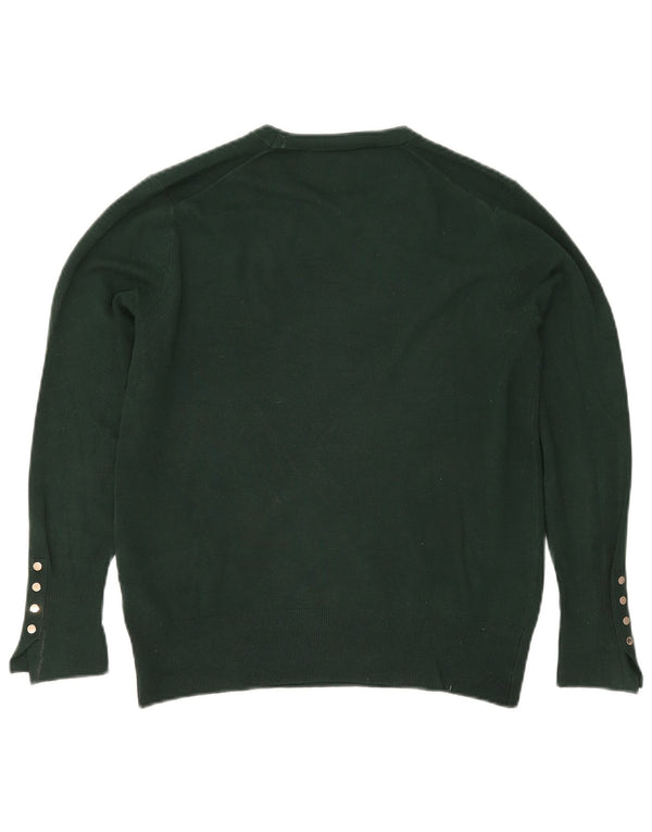 Zara Womens Crew Neck Jumper Sweater UK 18 XL Green Viscose