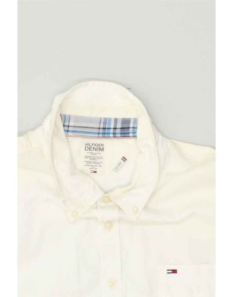 TOMMY HILFIGER Mens Slim Shirt 2XL White Cotton | Vintage Tommy Hilfiger | Thrift | Second-Hand Tommy Hilfiger | Used Clothing | Messina Hembry 