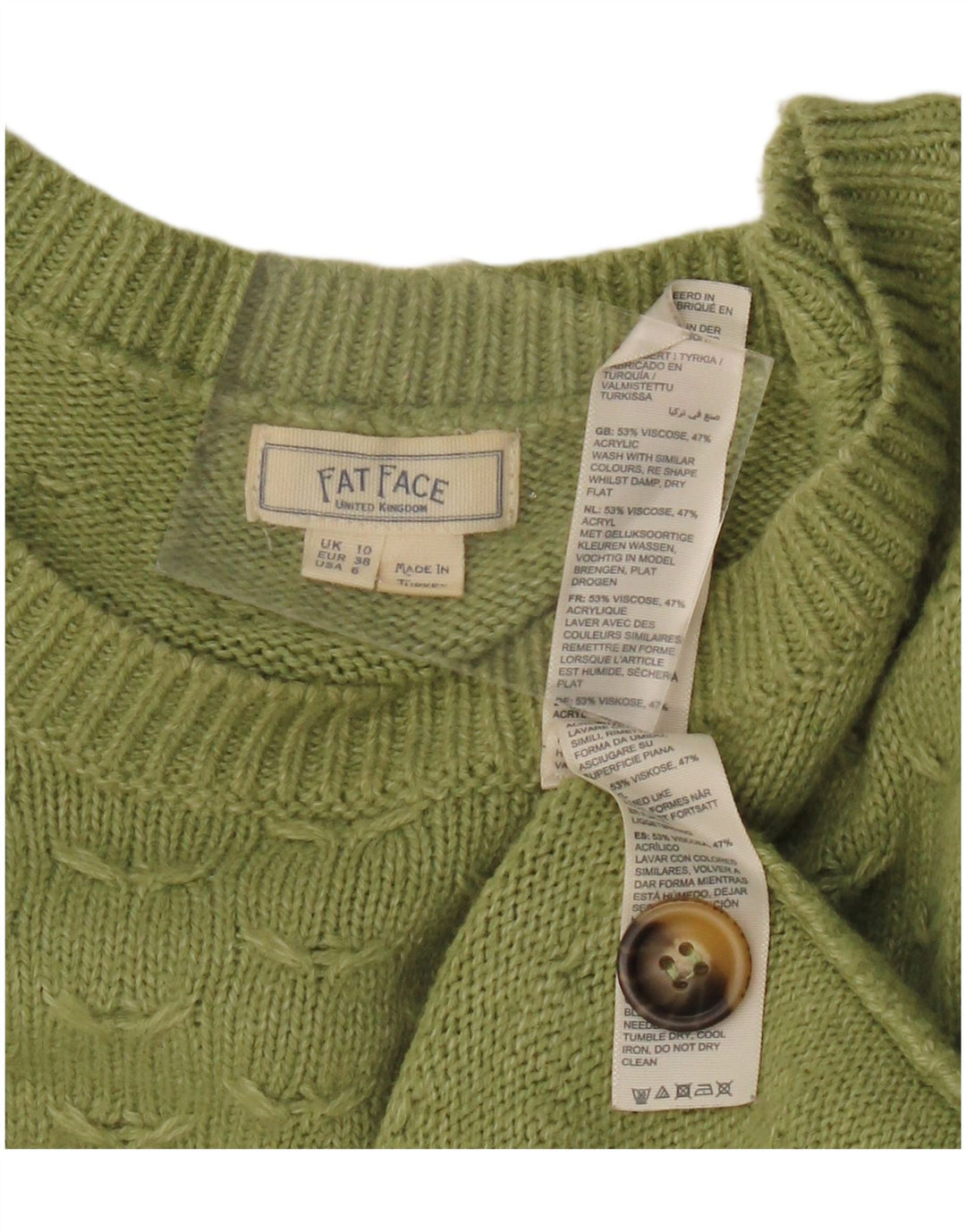 FAT FACE Womens Oversized Boat Neck Jumper Sweater UK 10 Small Green