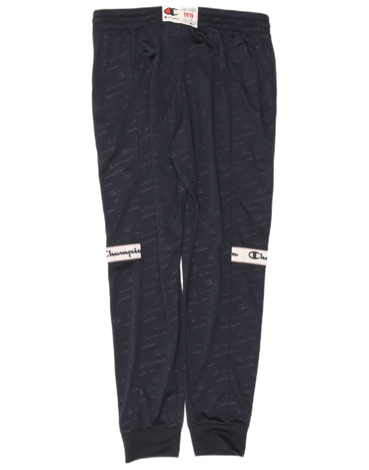 Champion Mens Graphic Tracksuit Trousers Joggers Large  Navy Blue Polyester