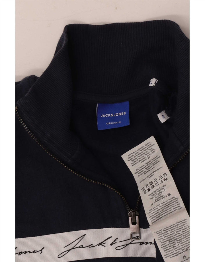 Jack & Jones Mens Graphic Sweatshirt Jumper Medium Navy Blue Colourblock