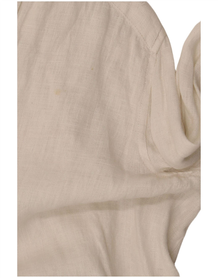 Zara Womens 3/4 Sleeve Shirt Blouse UK 14 Medium White Linen