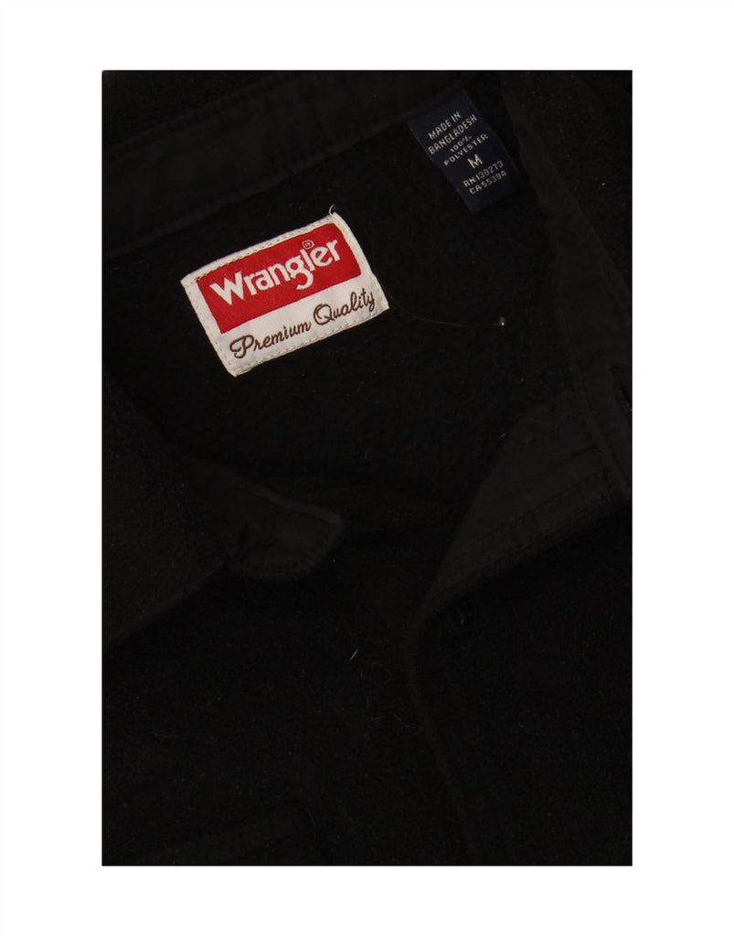 WRANGLER Mens Overshirt Fleece Shirt Medium Black Polyester Vintage Wrangler and Second-Hand Wrangler from Messina Hembry 