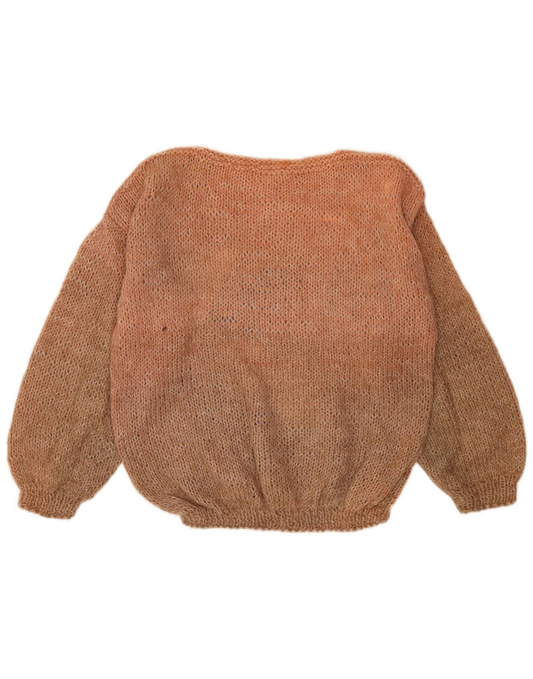 Vintage Womens Boat Neck Jumper Sweater UK 18 XL Brown Colourblock