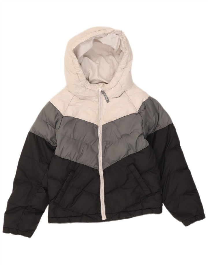 Nike Girls Hooded Padded Jacket 8-9 Years Small Multicoloured Colourblock