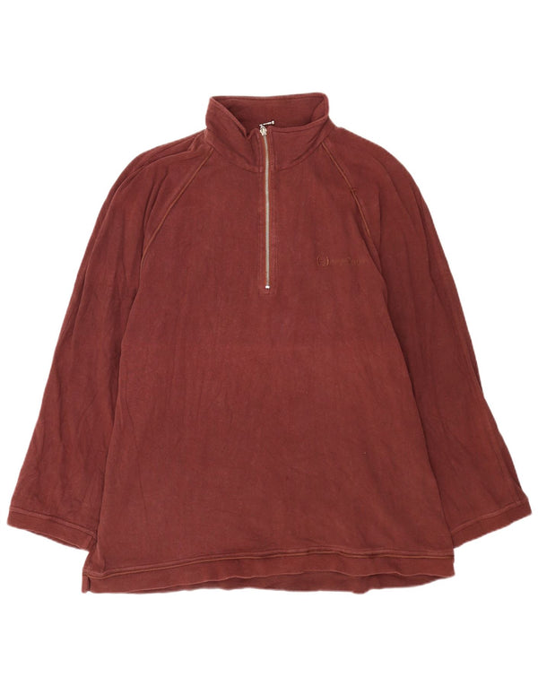 Sergio Tacchini Mens 1/4 Zip Top Long Sleeve 2XL Burgundy Cotton