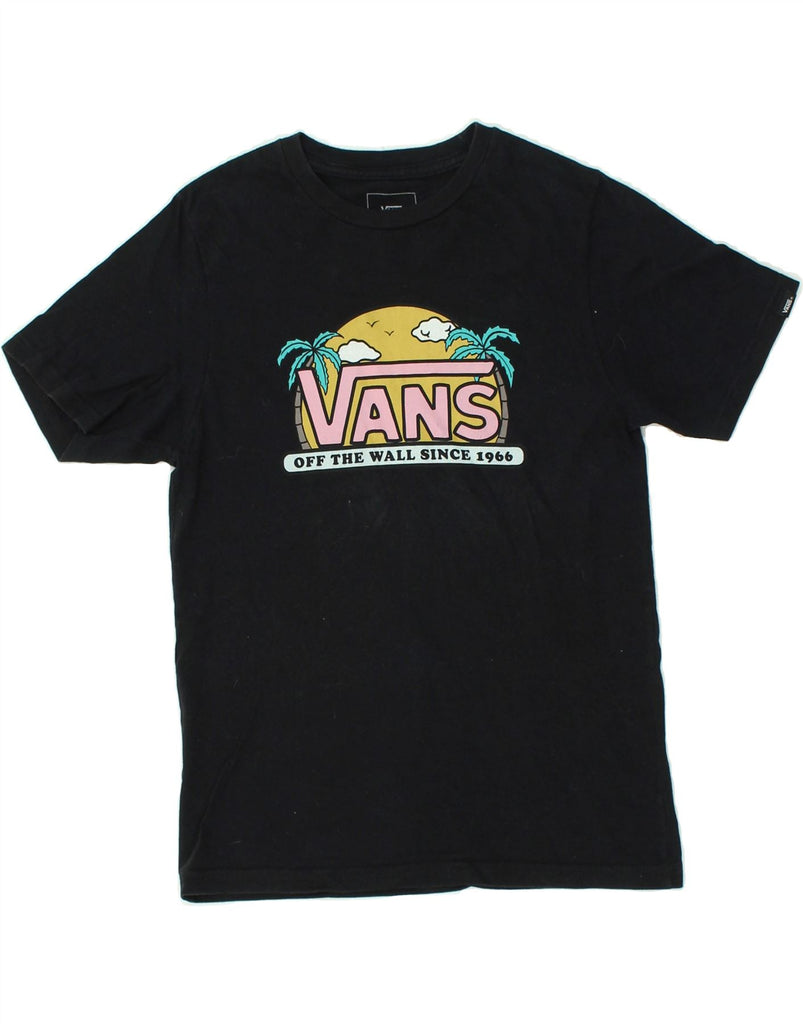 VANS Womens Custom Fit Graphic T-Shirt Top UK 10 Small Black Cotton | Vintage Vans | Thrift | Second-Hand Vans | Used Clothing | Messina Hembry 