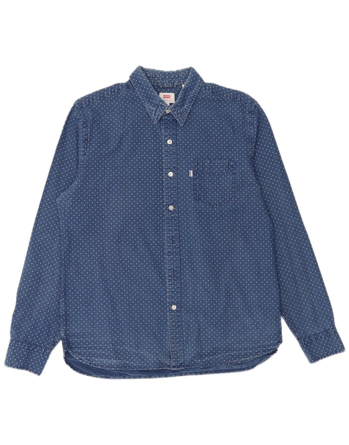 Levi's Mens Shirt Large Blue Spotted Cotton