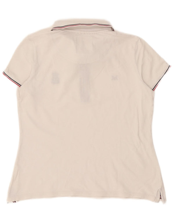 Crew Clothing Womens Polo Shirt UK 12 Medium White Colourblock