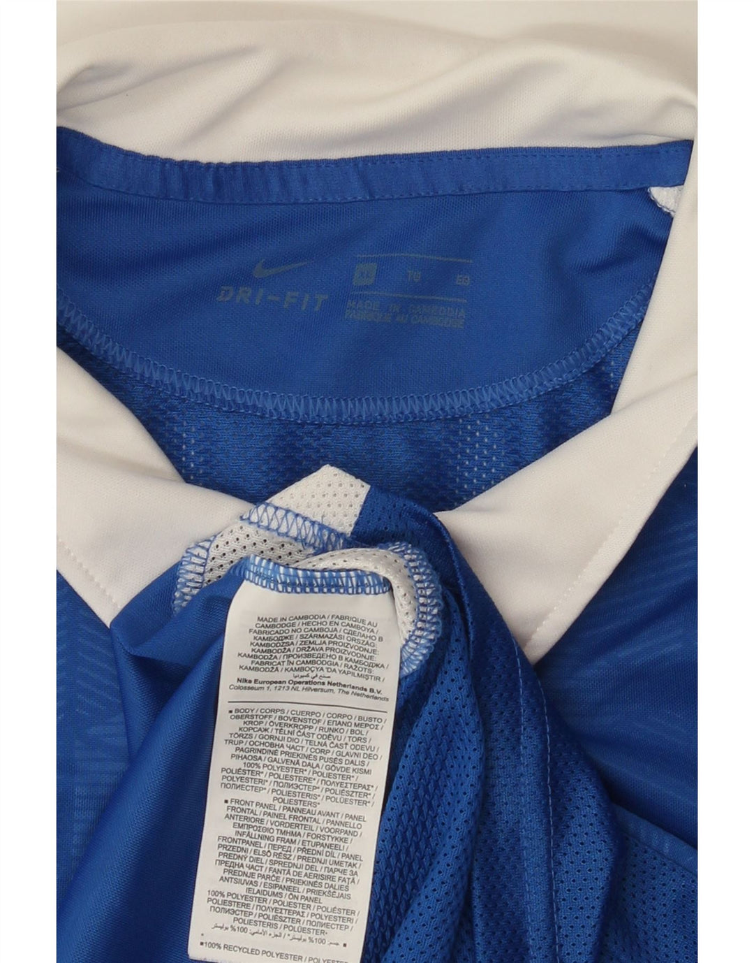 NIKE Mens Polo Shirt XL Blue Colourblock Polyester