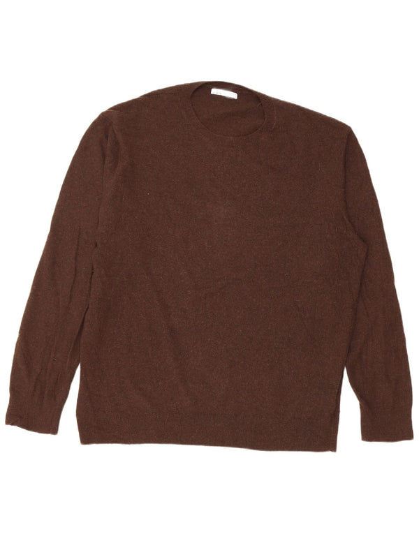Zara Womens Crew Neck Jumper Sweater UK 16 Large Brown Viscose