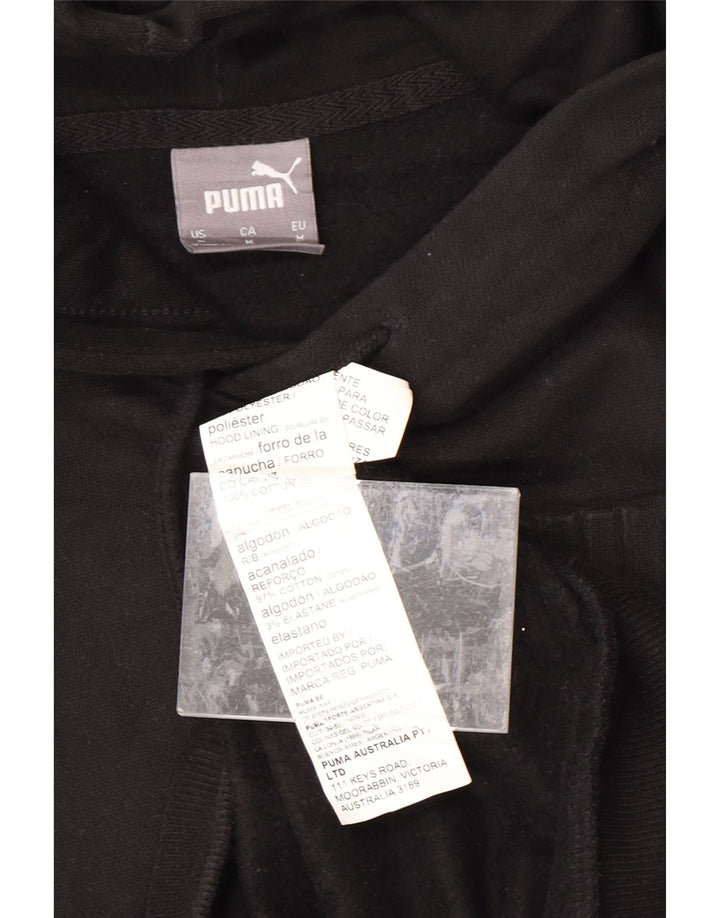 PUMA Mens Graphic Hoodie Jumper Medium Black Cotton Vintage Puma and Second-Hand Puma from Messina Hembry 