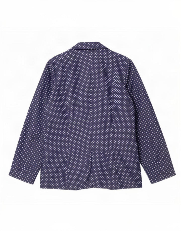 Vintage Womens 2 Button Blazer Jacket UK 10 Small Blue Polka Dot Retro