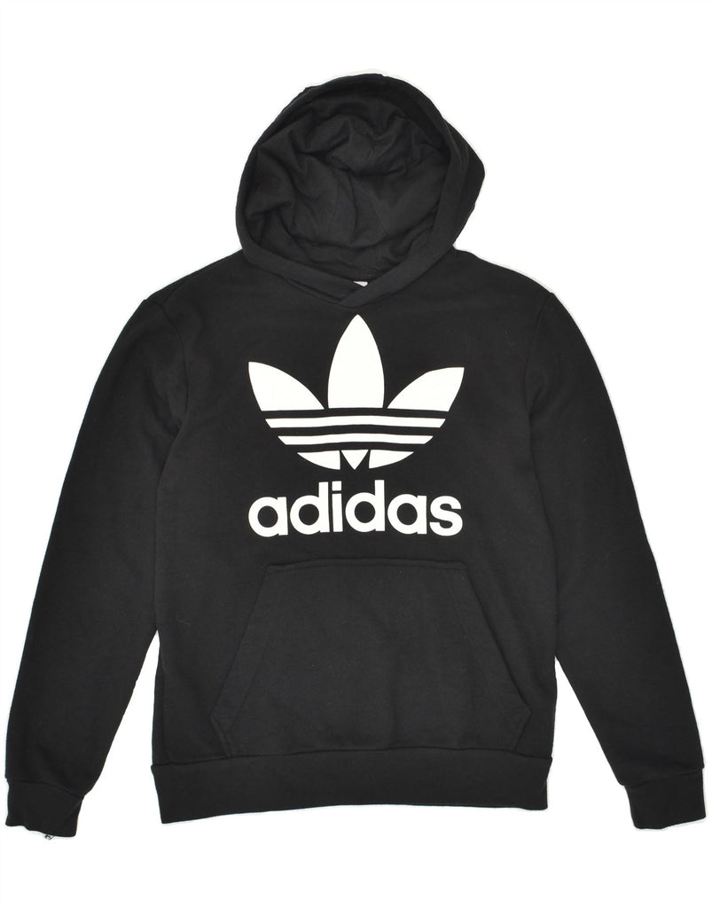 ADIDAS Boys Graphic Hoodie Jumper 13-14 Years Black Cotton | Vintage Adidas | Thrift | Second-Hand Adidas | Used Clothing | Messina Hembry 