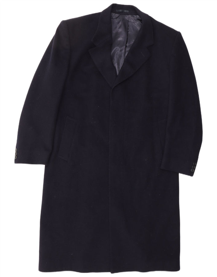 CROMBIE Mens Overcoat UK 40 Large Navy Blue New Wool Classic