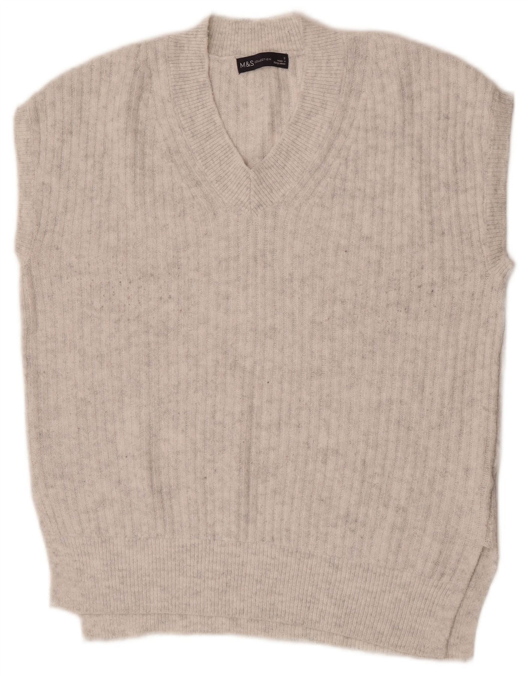Marks & Spencer Womens Oversized Vest Tank Top UK 10 Small Grey Acrylic