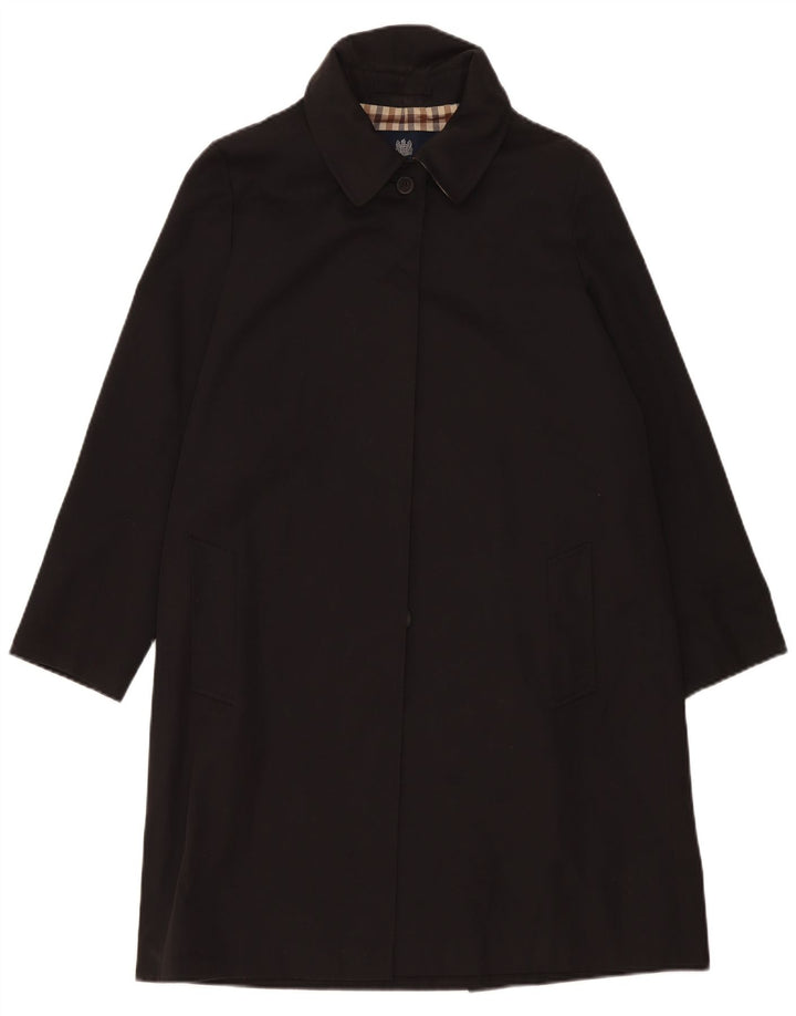 Aquascutum Womens Overcoat UK 14 Large Black Polyester