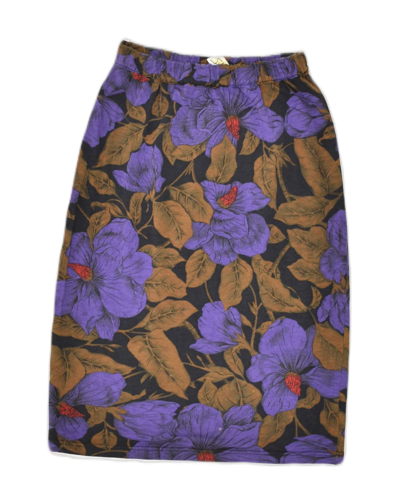 VINTAGE Womens Pencil Skirt W26 Small Purple Floral Cotton | Vintage Vintage | Thrift | Second-Hand Vintage | Used Clothing | Messina Hembry 