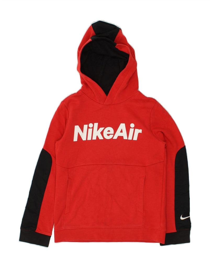 NIKE Boys Nike Air Graphic Hoodie Jumper 7-8 Years Red Colourblock Cotton | Vintage Nike | Thrift | Second-Hand Nike | Used Clothing | Messina Hembry 