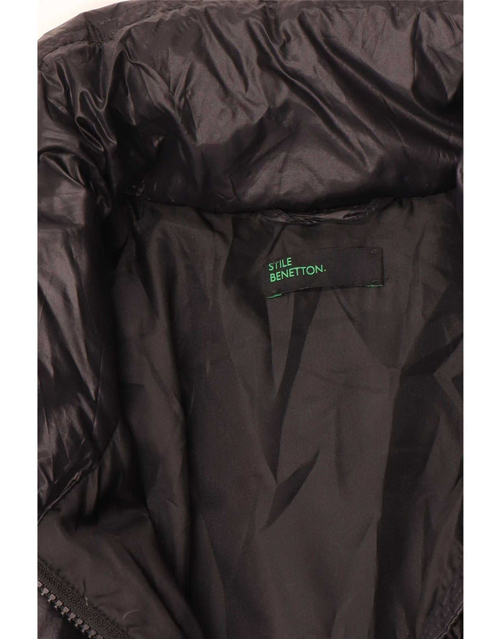 Benetton Womens Padded Jacket UK 12 Medium Black