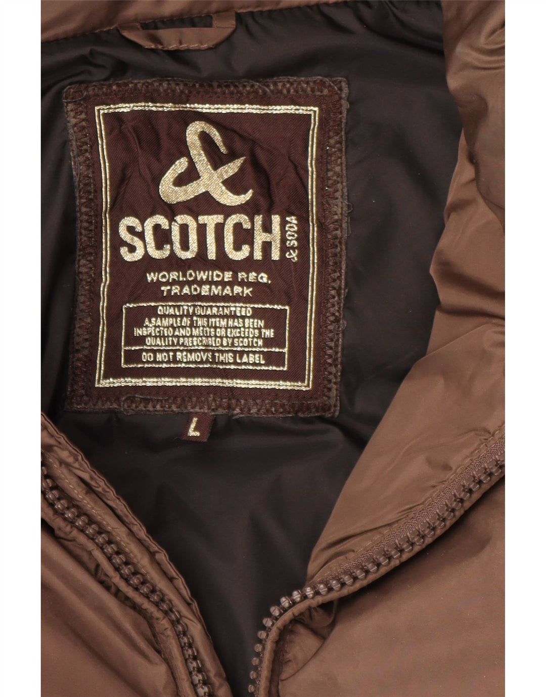 Scotch & Soda Mens Hooded Padded Jacket UK 40 Large Brown Polyamide