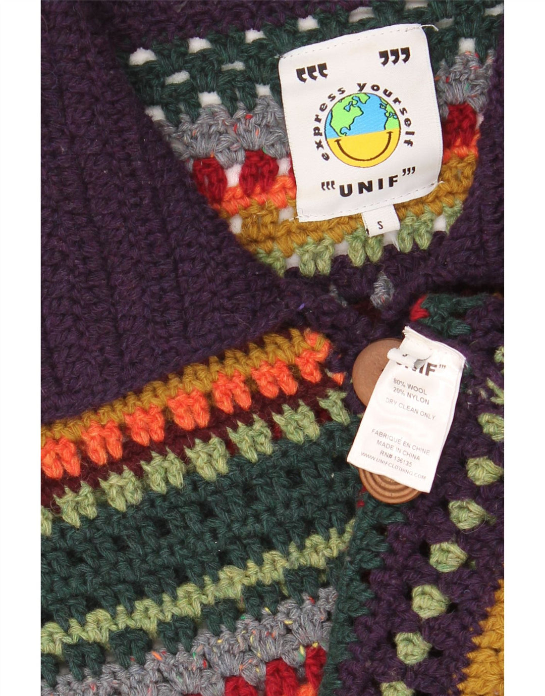 Unif Womens Oversized Cardigan Sweater UK 10 Small Multicoloured Striped